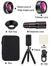 Load image into Gallery viewer, Phone Camera Lens Phone Lens Kit 9 in 1, 20X Telephoto Lens, 205° Fisheye Lens, 0.5X Wide Angle Lens & 25X Macro Lens - Tenyps - Spy Gear, Kids Spy Toys, Anti Spy Tools