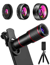 Load image into Gallery viewer, Phone Camera Lens Phone Lens Kit 9 in 1, 20X Telephoto Lens, 205° Fisheye Lens, 0.5X Wide Angle Lens & 25X Macro Lens - Tenyps - Spy Gear, Kids Spy Toys, Anti Spy Tools