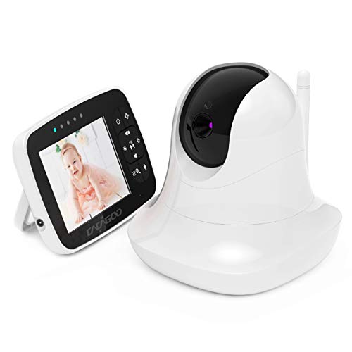 ANMEATE Baby Monitor with Remote Pan-Tilt-Zoom Camera, 3.5” Large Display  Video Baby Monitor with Camera and Audio |Infrared Night Vision |Two Way