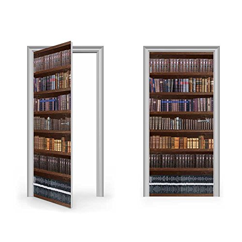 DoorWrap: Antique Bookcase Library Vinyl Sticker for Door - Tenyps - Spy Gear, Kids Spy Toys, Anti Spy Tools