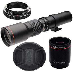 High-Power 500mm/1000mm f/8 Manual Telephoto Lens for Canon Camera