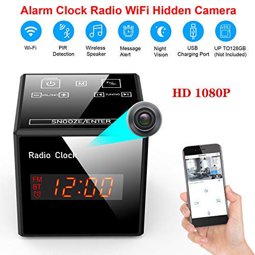 Clock Nanny Cam - Wireless with Phone App - Bluetooth Speaker & USB Ch –  tenyps