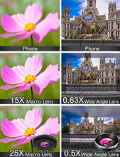 Load image into Gallery viewer, Phone Camera Lens Phone Lens Kit 9 in 1, 20X Telephoto Lens, 205° Fisheye Lens, 0.5X Wide Angle Lens &amp; 25X Macro Lens
